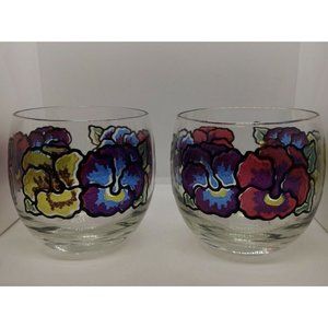 6 Vintage MCM WASHINGTON PASINSKI Pansy Rocks Glasses